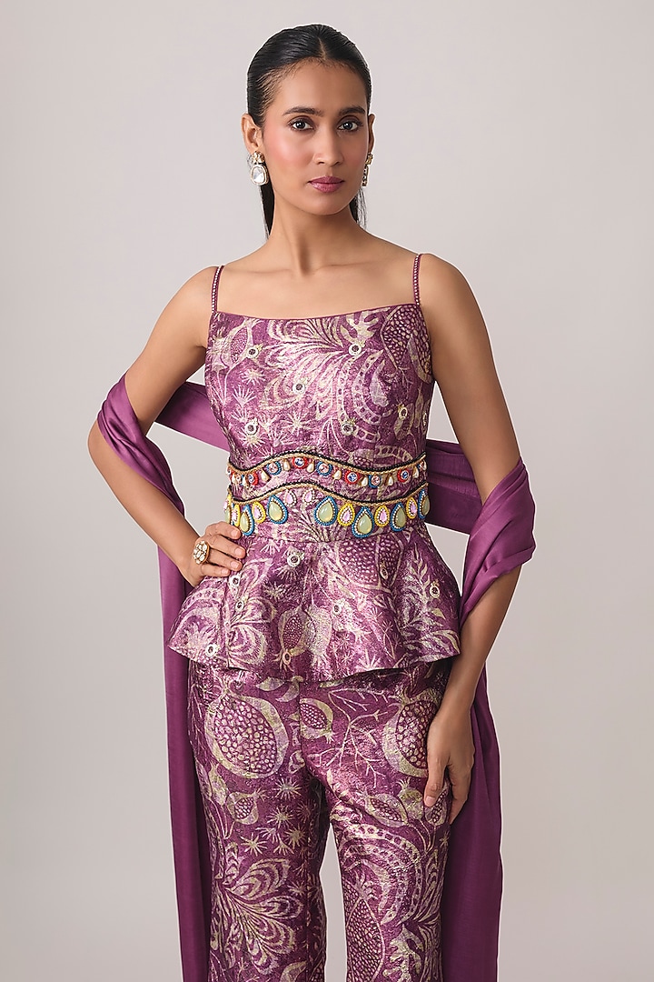 Wine Jacquard & Satin Co-Ord Set by PAPA DONT PREACH PRET at Pernia's Pop Up Shop