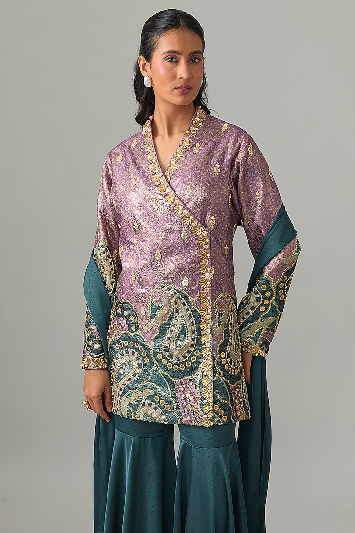 Pink Jacquard Kurta Set by PAPA DONT PREACH PRET at Pernia's Pop Up Shop