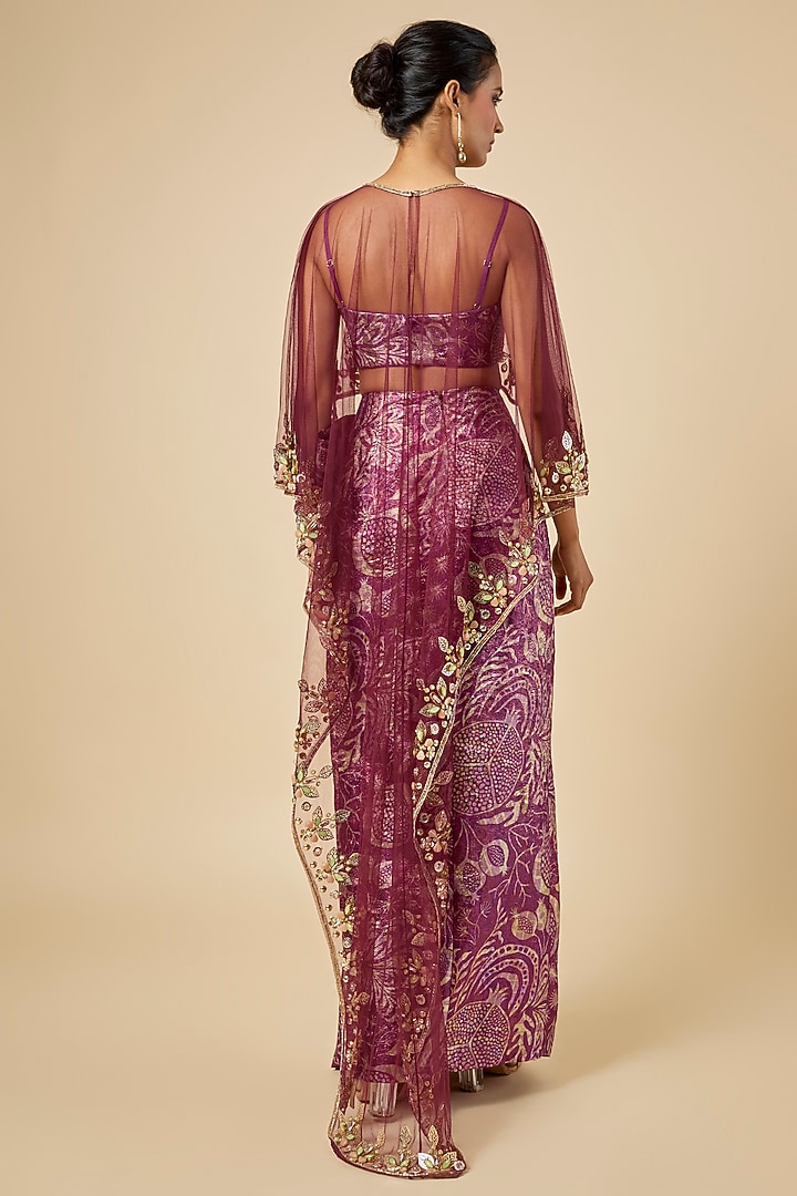 Wine Jacquard Skirt Set by PAPA DONT PREACH PRET at Pernia's Pop Up Shop