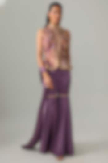 Purple Jacquard Gharara Set by PAPA DONT PREACH PRET at Pernia's Pop Up Shop