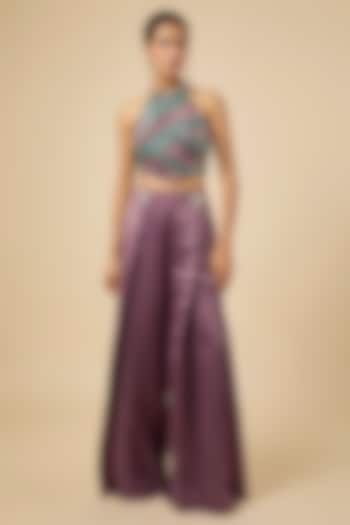 Wine Satin Pant Set by PAPA DONT PREACH PRET at Pernia's Pop Up Shop