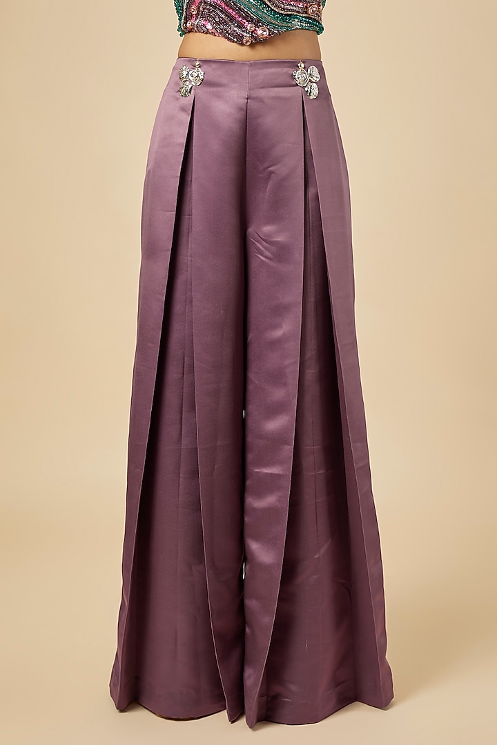 Wine Satin Pant Set by PAPA DONT PREACH PRET at Pernia's Pop Up Shop