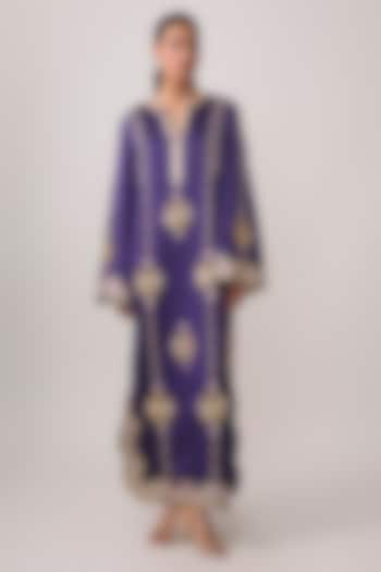 Purple Silk Sequins Embroidered Kaftan by PAPA DONT PREACH PRET at Pernia's Pop Up Shop