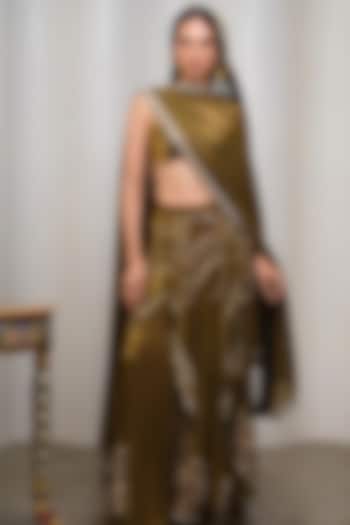 Golden Organza Embroidered Bridal Lehenga Set by PAPA DONT PREACH PRET at Pernia's Pop Up Shop