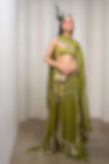 Green Organza Embellished Bridal Lehenga Set by PAPA DONT PREACH PRET at Pernia's Pop Up Shop
