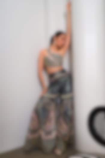 Green Jacquard Sequin Embroidered Flared Pant Set by PAPA DONT PREACH PRET at Pernia's Pop Up Shop