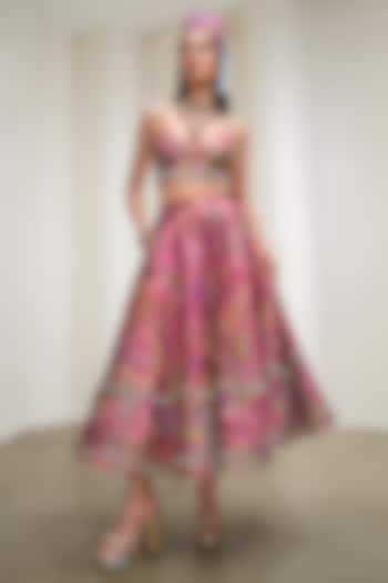 Pink Jacquard Skirt Set by PAPA DONT PREACH PRET at Pernia's Pop Up Shop