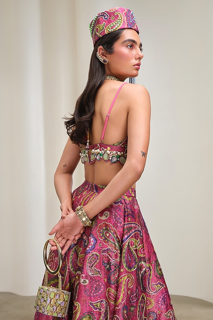 Pink Jacquard Skirt Set by PAPA DONT PREACH PRET at Pernia's Pop Up Shop