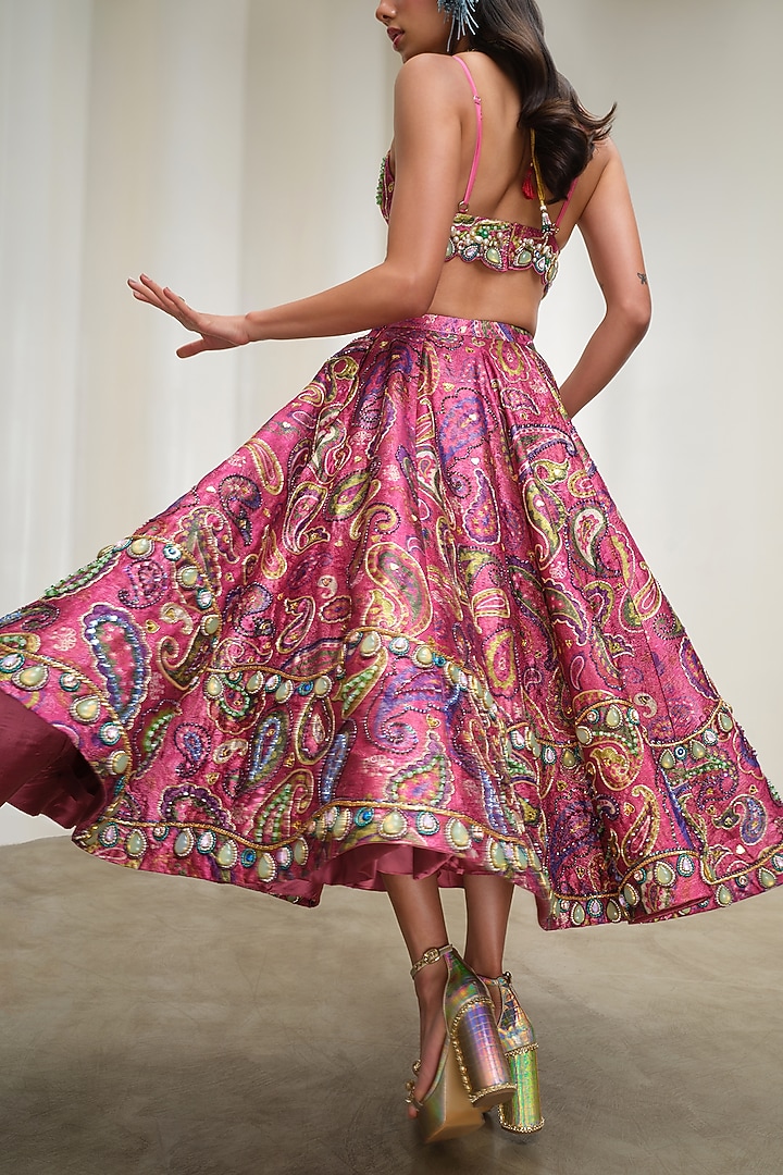 Pink Jacquard Skirt Set by PAPA DONT PREACH PRET at Pernia's Pop Up Shop
