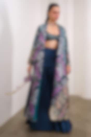 Green Jacquard Embellished Jacket Set by PAPA DONT PREACH PRET at Pernia's Pop Up Shop