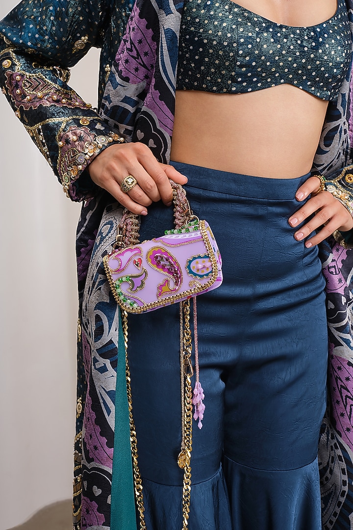 Green Jacquard Embellished Jacket Set by PAPA DONT PREACH PRET at Pernia's Pop Up Shop