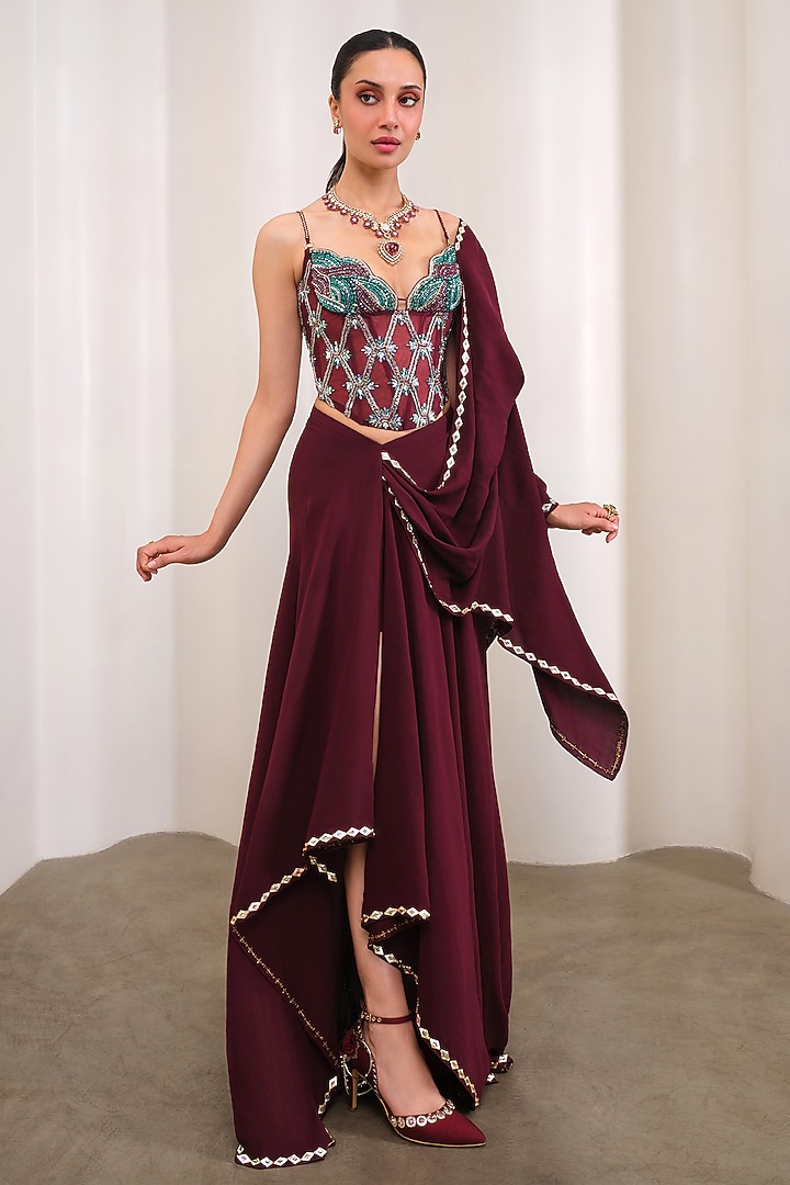 Green Jacquard Embroidered Party Wear Dress by PAPA DONT PREACH PRET at Pernia's Pop Up Shop