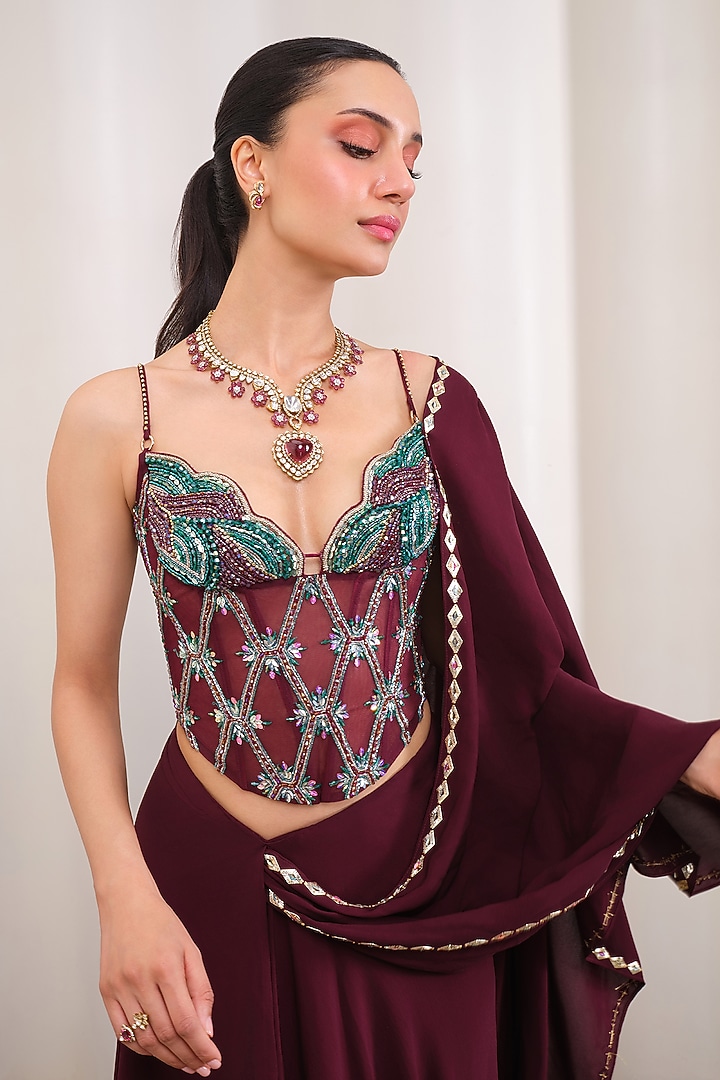Green Jacquard Embroidered Party Wear Dress by PAPA DONT PREACH PRET at Pernia's Pop Up Shop