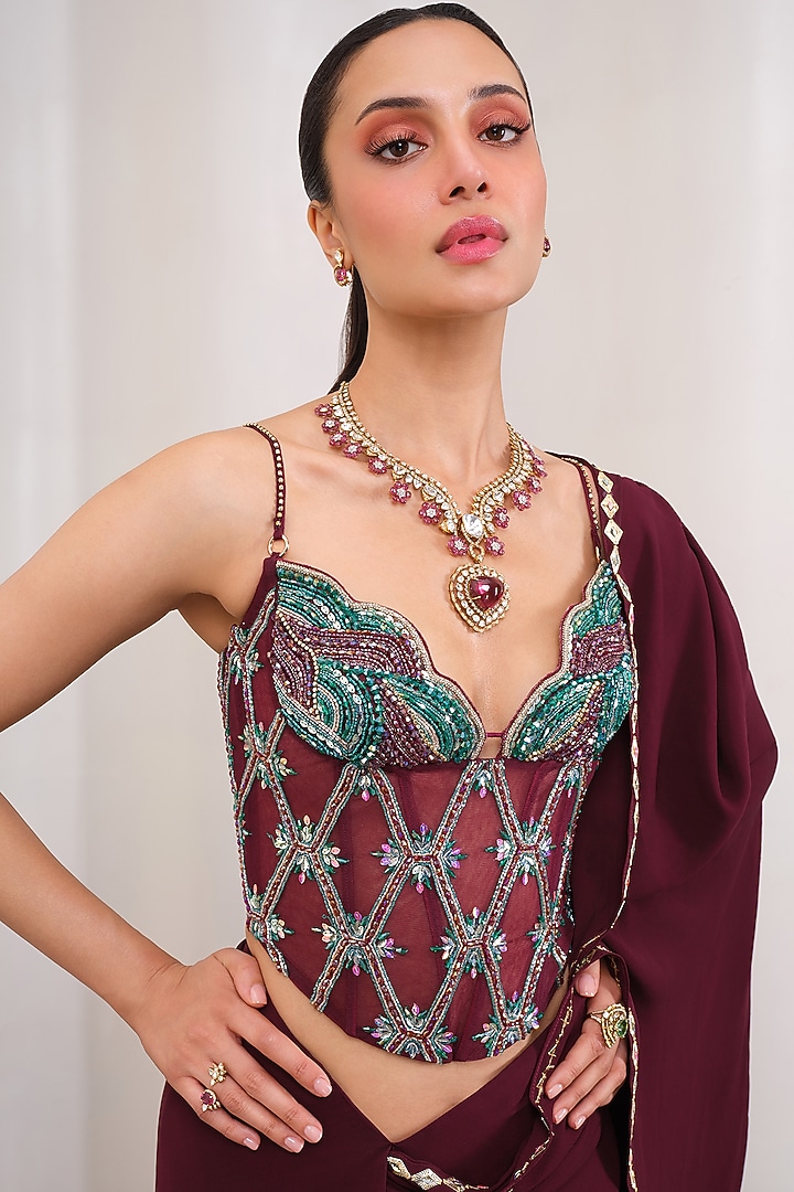 Green Jacquard Embroidered Party Wear Dress by PAPA DONT PREACH PRET at Pernia's Pop Up Shop