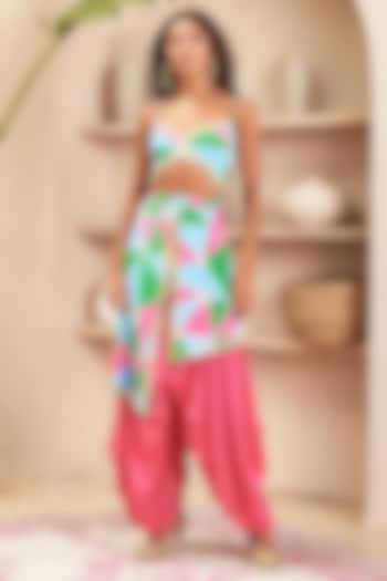 Pink Crepe Dhoti Set by PAPA DONT PREACH PRET at Pernia's Pop Up Shop