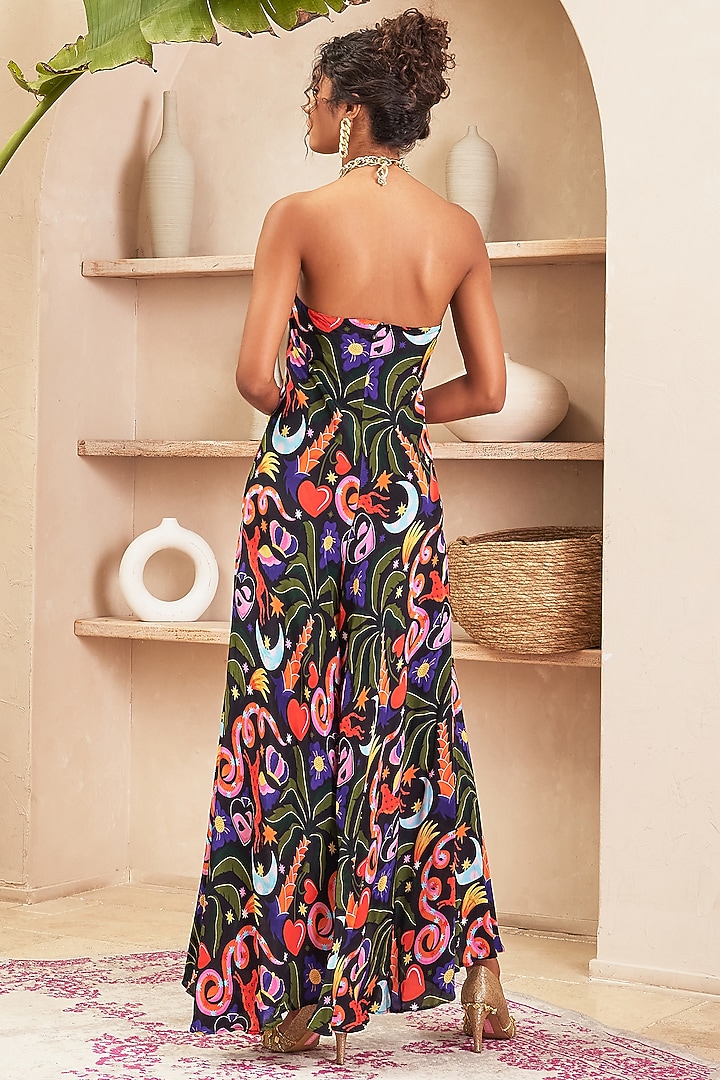 Black Crepe Printed Jumpsuit by PAPA DONT PREACH PRET at Pernia's Pop Up Shop