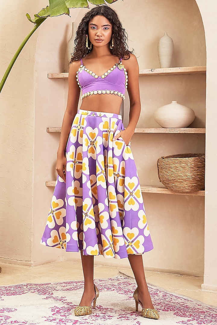 Lilac Scuba Circular Skirt Set by PAPA DONT PREACH PRET