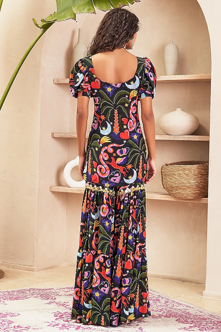 Black Crepe Printed Wedding Sharara Set by PAPA DONT PREACH PRET at Pernia's Pop Up Shop