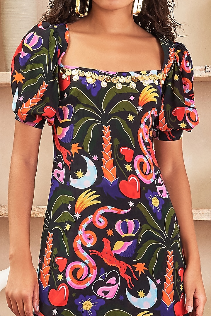 Black Crepe Printed Wedding Sharara Set by PAPA DONT PREACH PRET at Pernia's Pop Up Shop