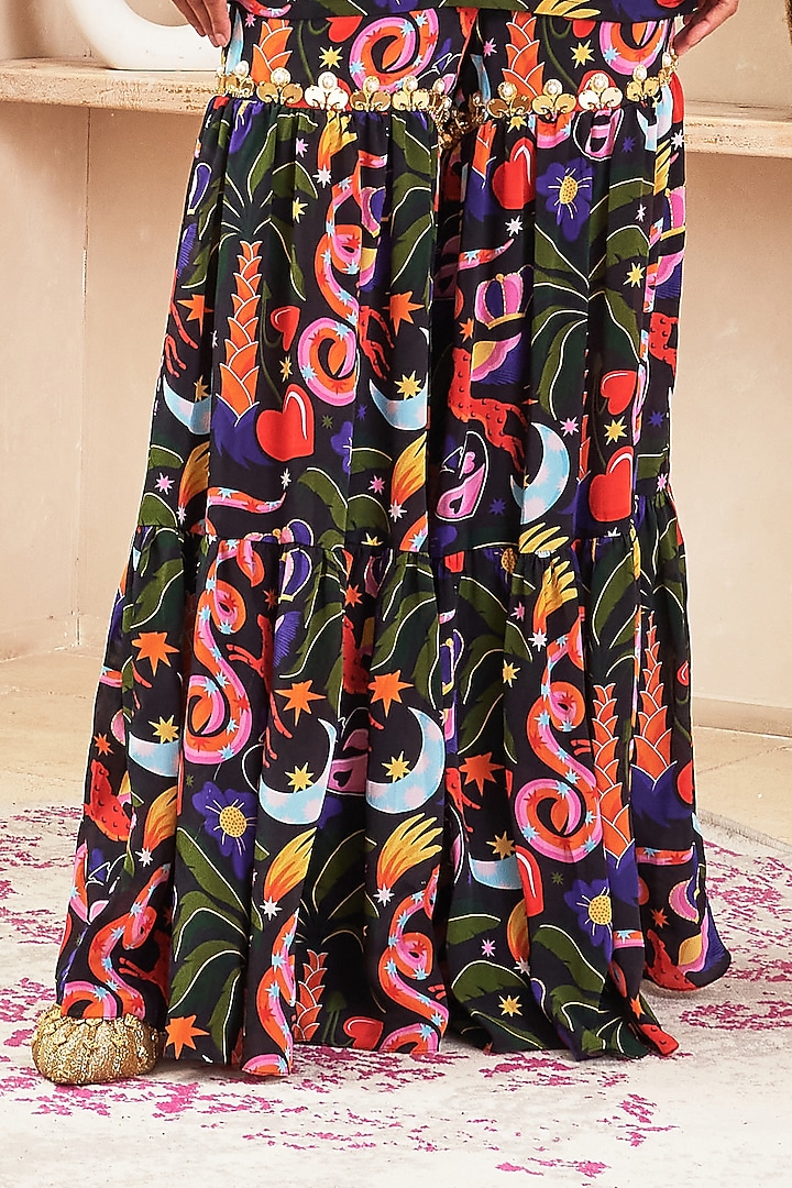 Black Crepe Printed Wedding Sharara Set by PAPA DONT PREACH PRET at Pernia's Pop Up Shop