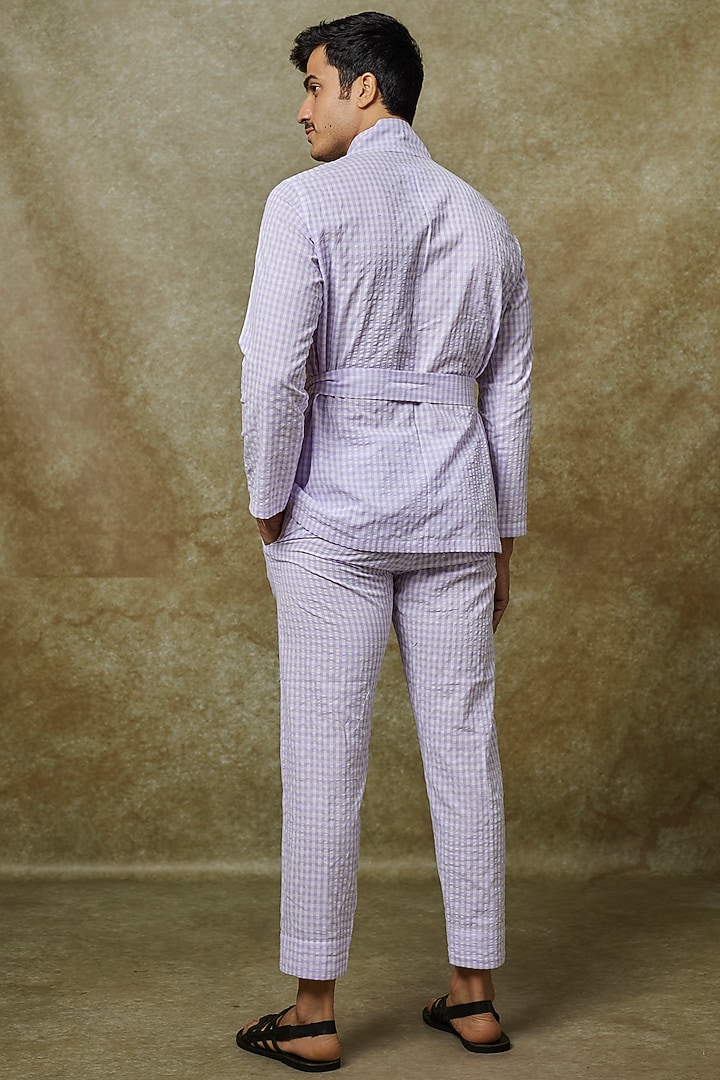 Purple & White Cotton Seersucker Co-Ord Set by Pasqo Label at Pernia's Pop Up Shop