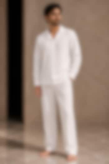 White Cotton Textured Co-Ord Set by Pasqo Label at Pernia's Pop Up Shop