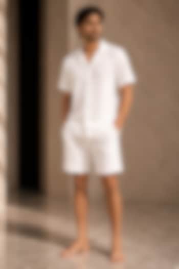 White Cotton Textured Co-Ord Set by Pasqo Label at Pernia's Pop Up Shop
