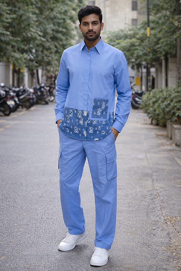 Blue Cotton Printed Co-Ord Set by Pasqo Label at Pernia's Pop Up Shop