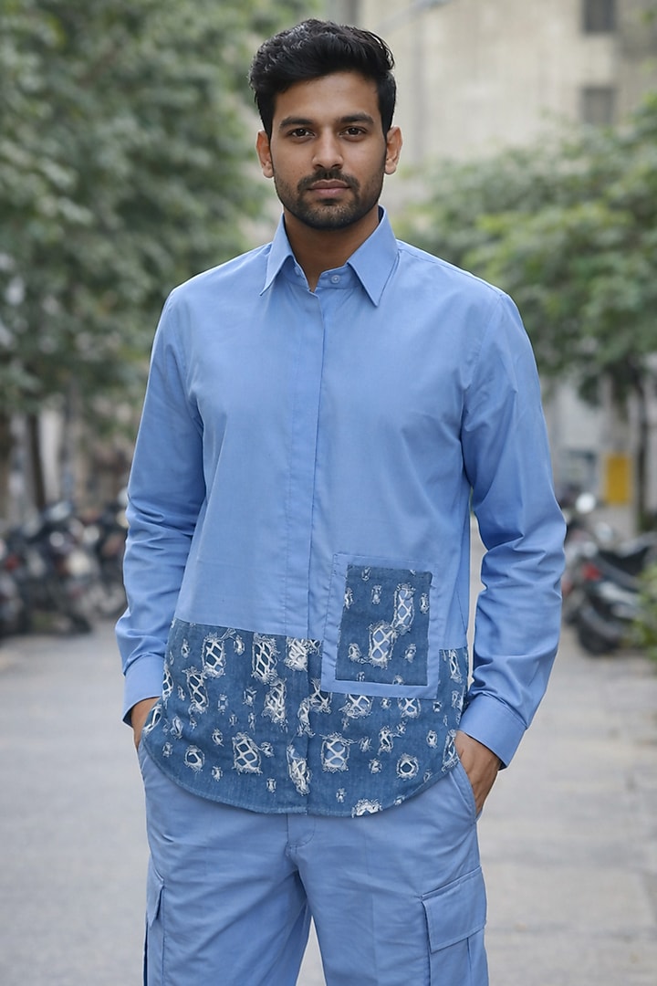 Blue Cotton Printed Co-Ord Set by Pasqo Label at Pernia's Pop Up Shop