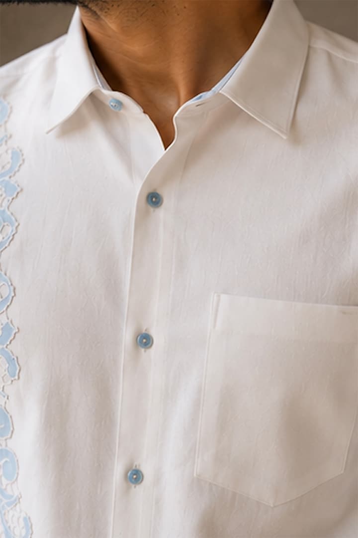Ivory Crepe Party Wear Shirt by Pasqo Label at Pernia's Pop Up Shop