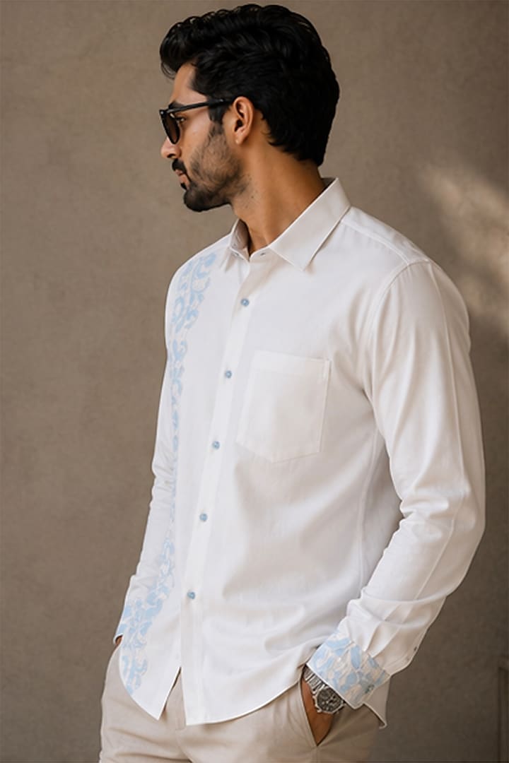 Ivory Crepe Party Wear Shirt by Pasqo Label at Pernia's Pop Up Shop