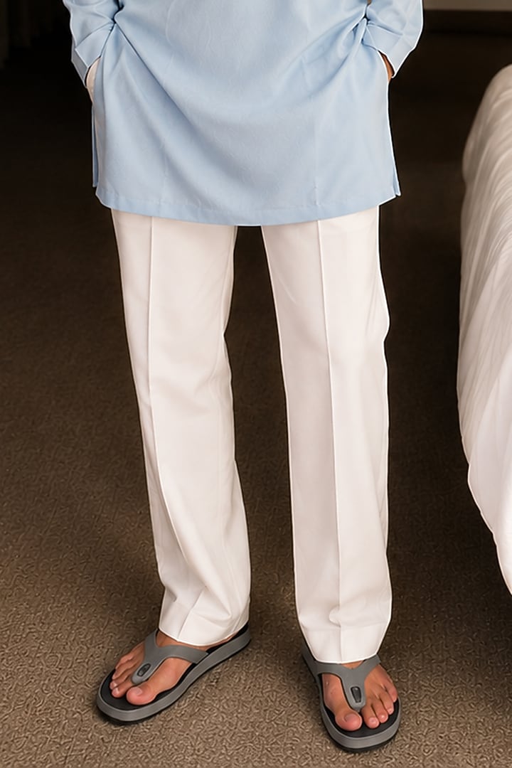 Aqua Crepe Hand Embroidered Kurta Set by Pasqo Label at Pernia's Pop Up Shop