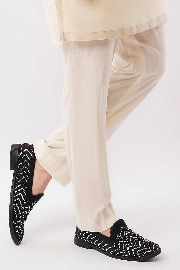 Ivory Silk Hand & Machine Embroidered Waistcoat Set by Pasqo Label at Pernia's Pop Up Shop