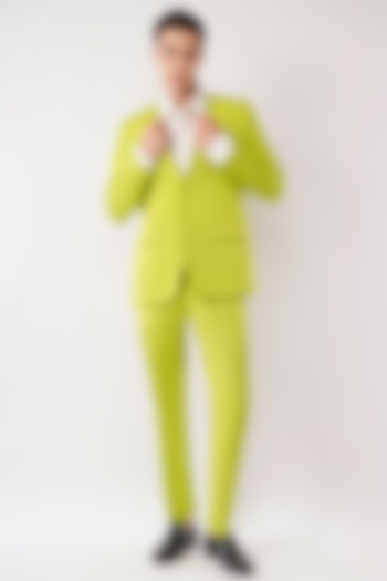 Lime Green Silk Jacket Set by Pasqo Label