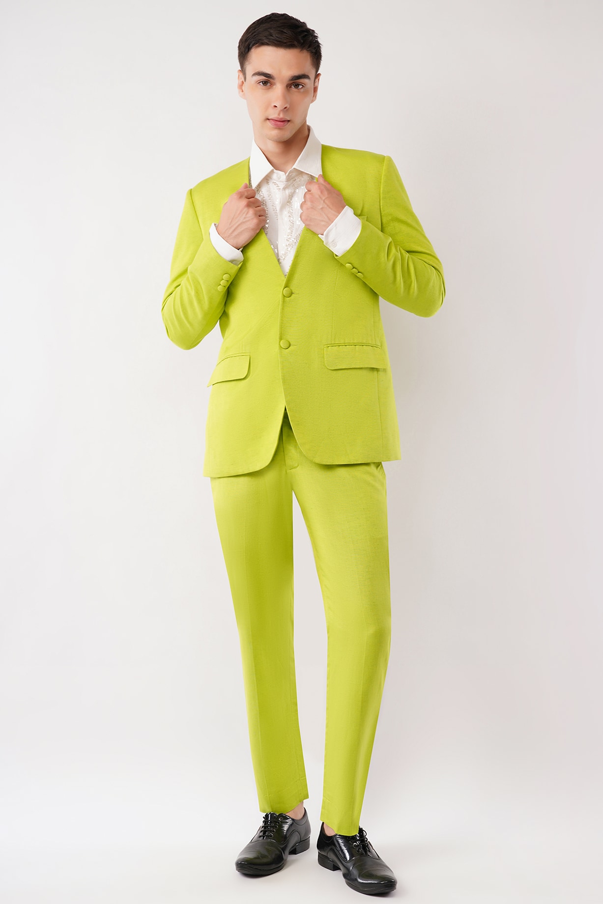 Lime Green Silk Jacket Set by Pasqo Label at Pernia's Pop Up Shop 2026