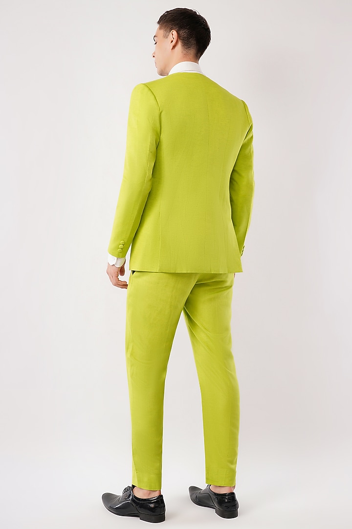 Lime Green Silk Jacket Set by Pasqo Label at Pernia's Pop Up Shop