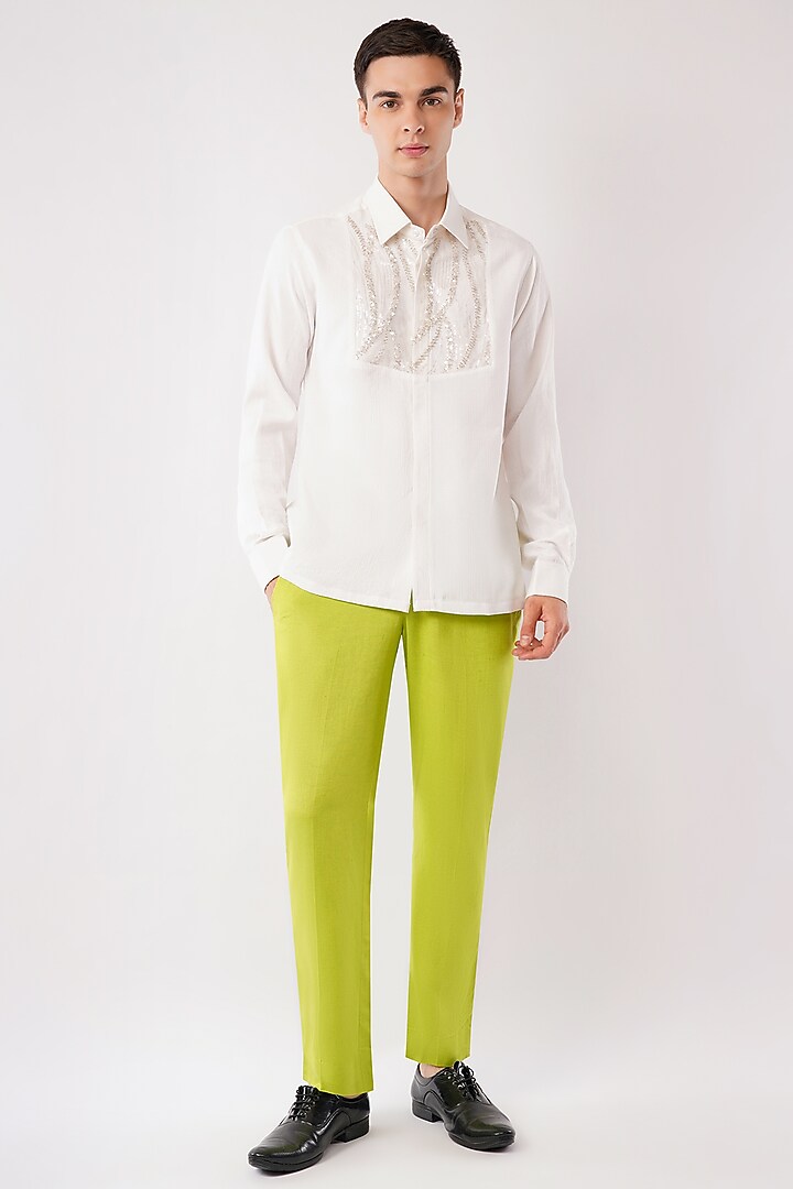 Lime Green Silk Jacket Set by Pasqo Label at Pernia's Pop Up Shop