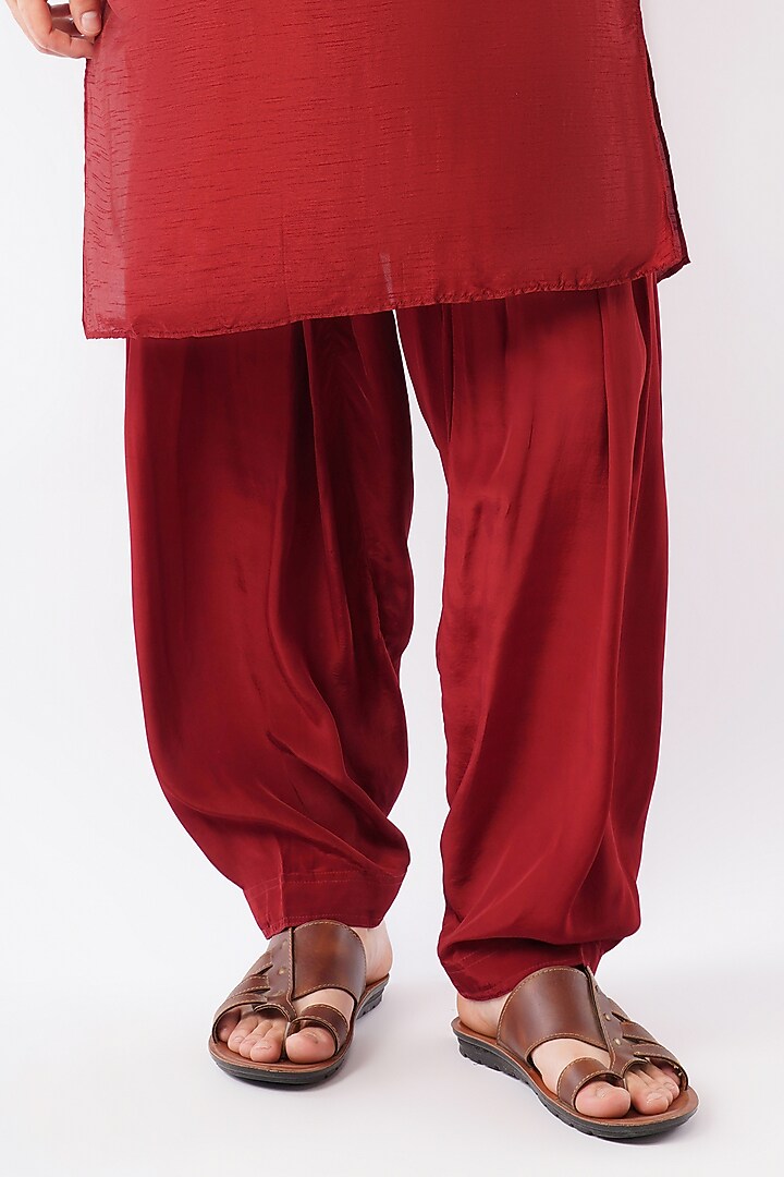 Maroon Silk Hand & Machine Embroidered Waistcoat Set by Pasqo Label at Pernia's Pop Up Shop