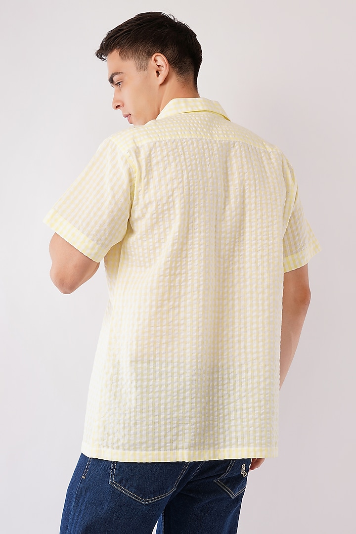 Yellow Cotton Machine Embroidered Party Wear Shirt by Pasqo Label at Pernia's Pop Up Shop