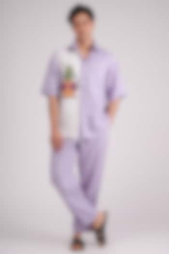 Lavender Linen Printed Shirt by Pasqo Label