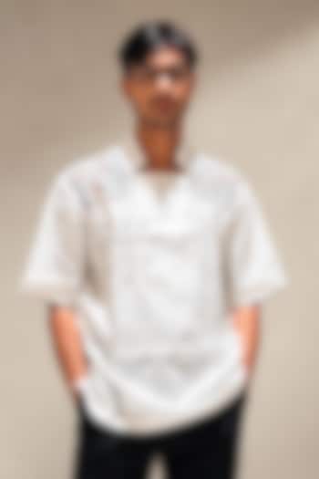 White Linen Contemporary Party Wear Shirt by Pasqo Label at Pernia's Pop Up Shop
