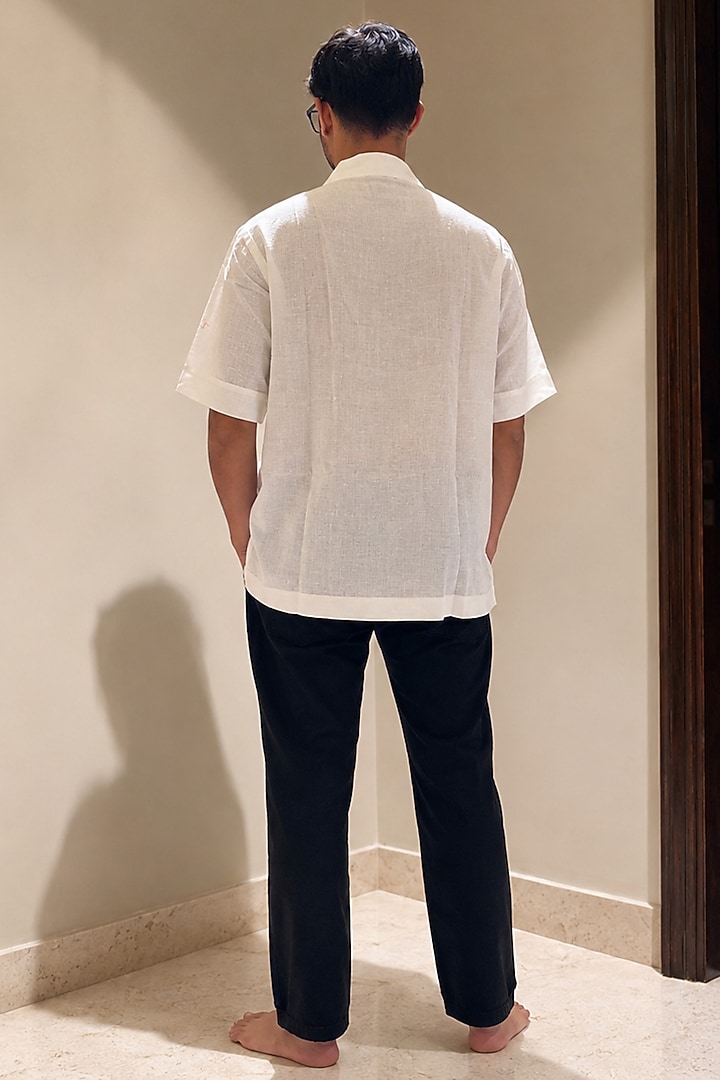 White Linen Contemporary Party Wear Shirt by Pasqo Label at Pernia's Pop Up Shop
