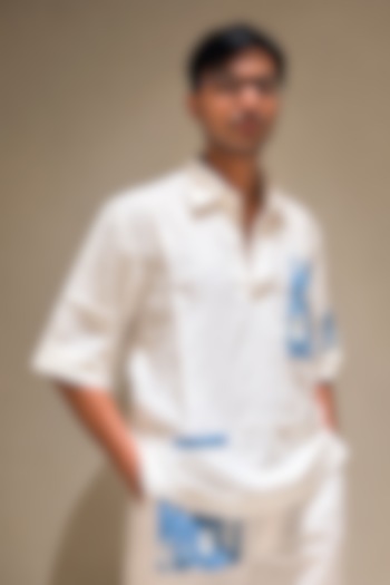 White Linen Contemporary Party Wear Shirt by Pasqo Label at Pernia's Pop Up Shop