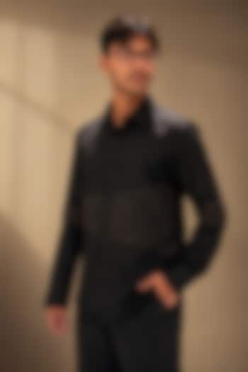 Black Linen Contemporary Party Wear Shirt by Pasqo Label at Pernia's Pop Up Shop