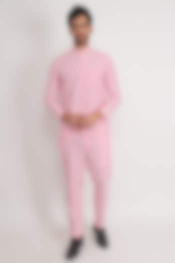 Pink Linen Kurta Set by Pasqo Label