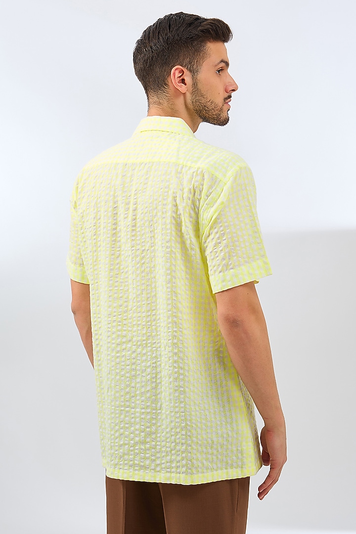 White & Yellow Cotton Party Wear Shirt by Pasqo Label at Pernia's Pop Up Shop