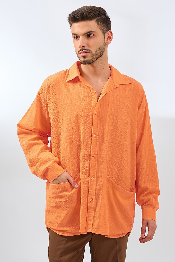 Orange Cotton Shirt by Pasqo Label at Pernia's Pop Up Shop