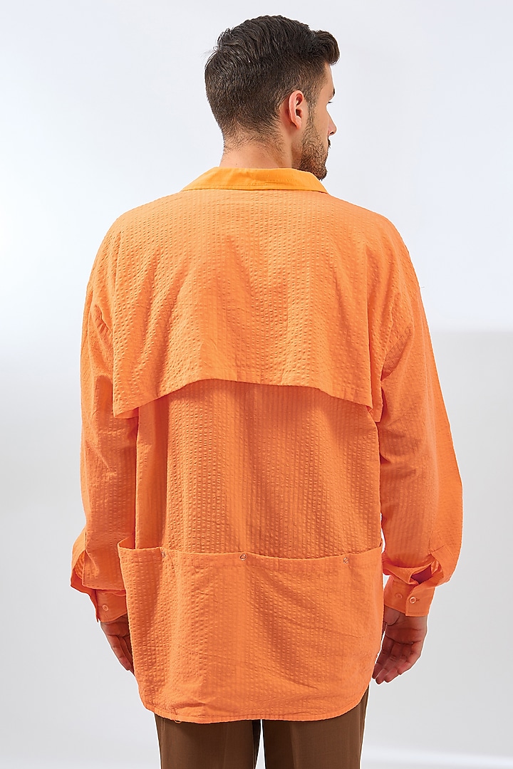 Orange Cotton Party Wear Shirt by Pasqo Label at Pernia's Pop Up Shop