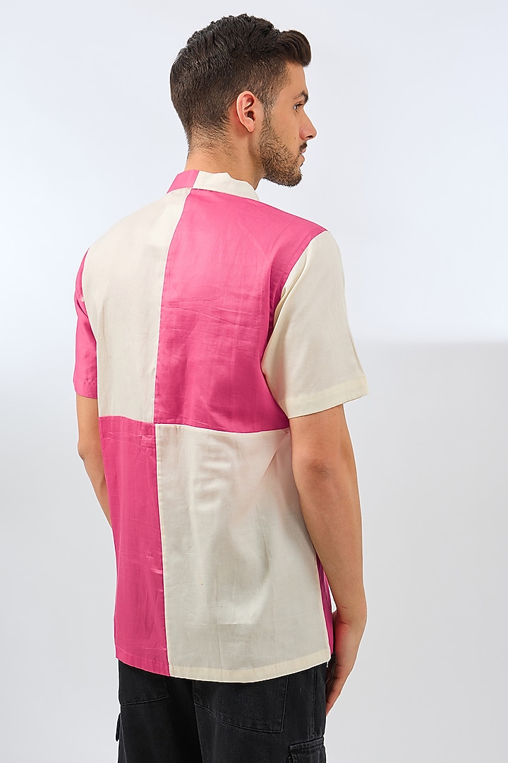 Pink Cotton Color-Blocked Summer Shirt by Pasqo Label at Pernia's Pop Up Shop