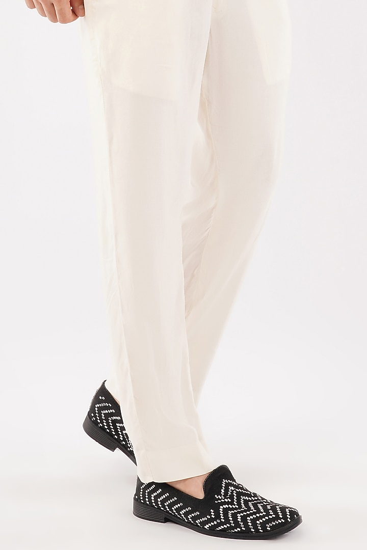Navy Blue Silk Embroidered Waistcoat Set by Pasqo Label at Pernia's Pop Up Shop